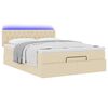 vidaXL Lit ottoman avec matelas et LED cr&egrave;me 140x200 cm tissu