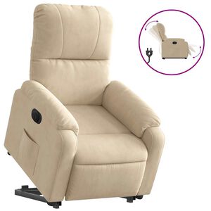 vidaXL Fauteuil inclinable &eacute;lectrique cr&egrave;me tissu microfibre
