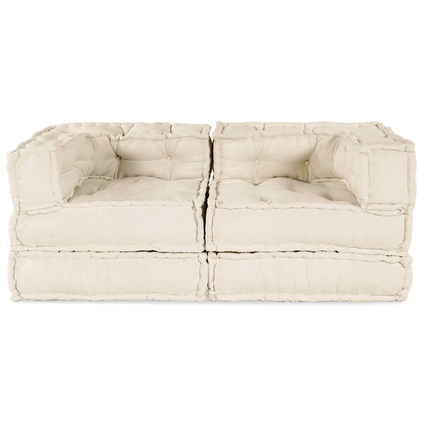 vidaXL Canap&eacute; modulaire 2 pcs Cr&egrave;me 140 x 70 x 56 cm tissu