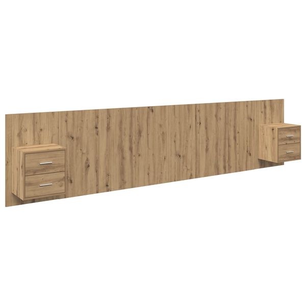vidaXL T&ecirc;te de lit avec armoire avec tiroir 3 pcs Ch&ecirc;ne artisanal