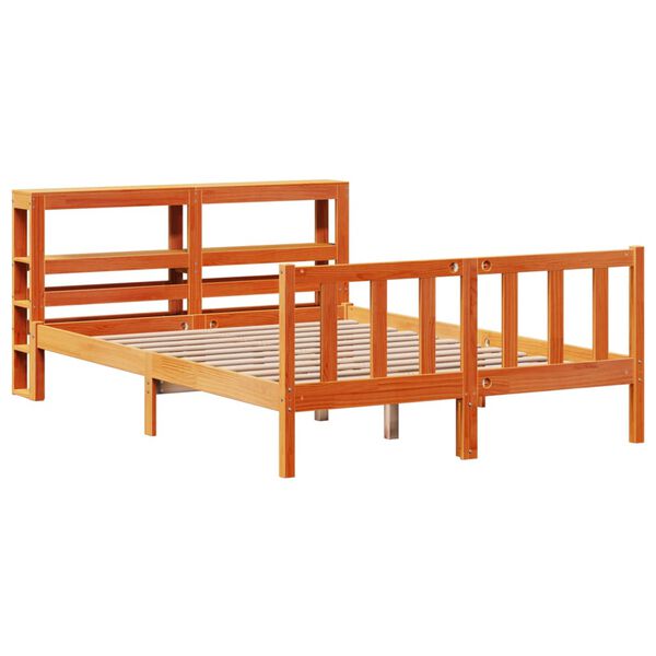 vidaXL Cadre de lit et t&ecirc;te de lit sans matelas cire marron 120x200 cm