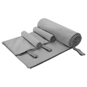 vidaXL Set de serviettes de sport 3 pi&egrave;ces Gris fonc&eacute; 210 x 100 cm