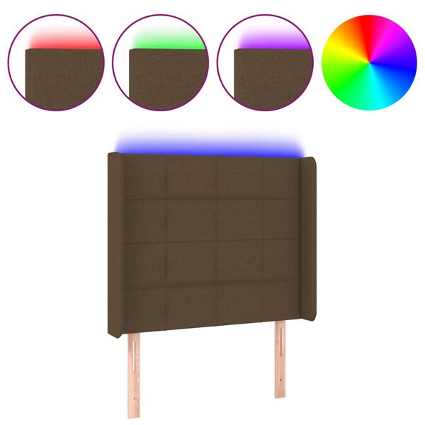 vidaXL T&ecirc;te de lit &agrave; LED Marron fonc&eacute; 83x16x118/128 cm Tissu