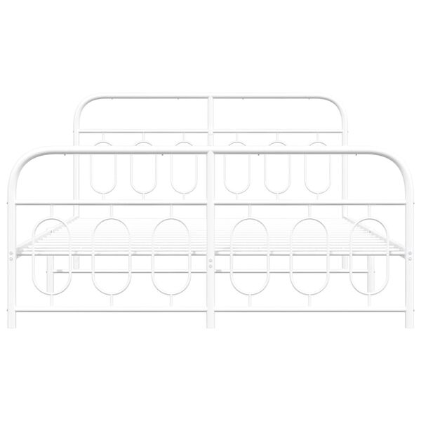 vidaXL Cadre de lit métal sans matelas et pied de lit blanc 140x190 cm
