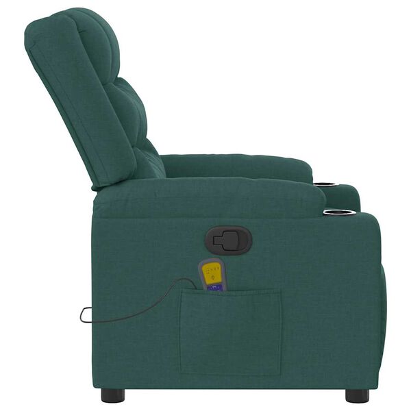 vidaXL Fauteuil de massage inclinable Vert fonc&eacute; Tissu