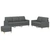 vidaXL Ensemble de canap&eacute;s 3 pcs avec coussins Gris fonc&eacute; Tissu