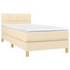 vidaXL Sommier &agrave; lattes de lit et matelas Cr&egrave;me 90x190 cm Tissu