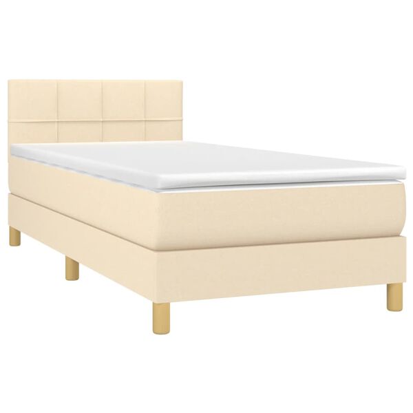 vidaXL Sommier &agrave; lattes de lit et matelas Cr&egrave;me 90x190 cm Tissu