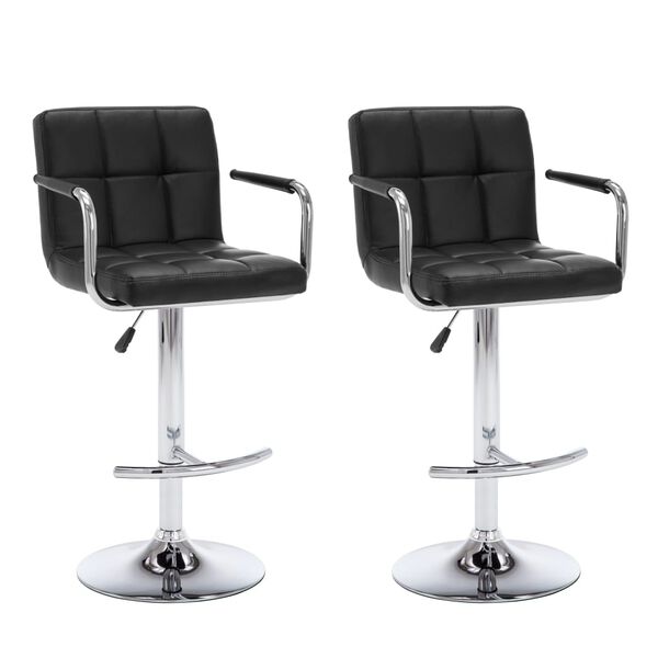 vidaXL Tabourets de bar lot de 2 noir similicuir