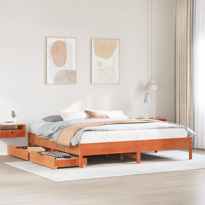 vidaXL Cadre de lit sans matelas cire marron 200x200cm bois pin massif