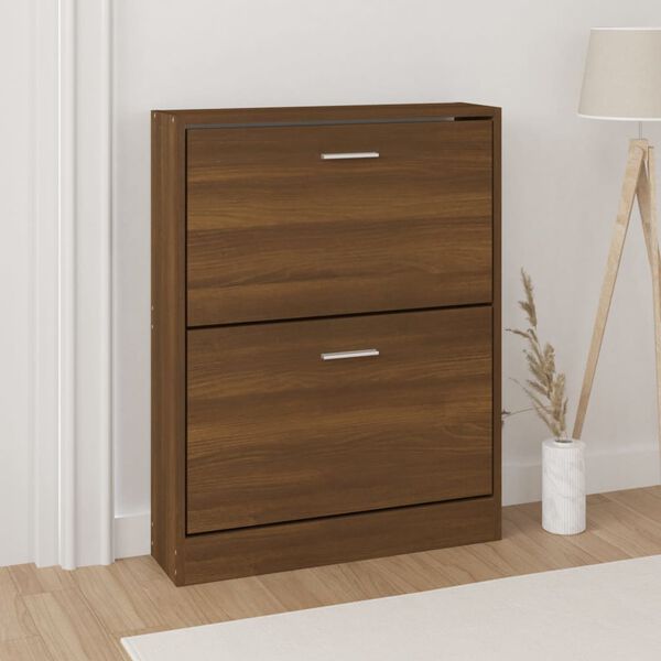vidaXL Armoire &agrave; chaussures Ch&ecirc;ne marron 59x17x81 cm Bois d'ing&eacute;nierie