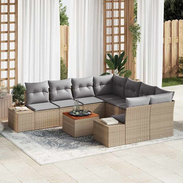 vidaXL Ensemble de canap&eacute; de jardin 9 pcs beige et gris clair