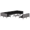 vidaXL Salon de jardin 10 pcs avec coussins R&eacute;sine tress&eacute;e Gris fonc&eacute;