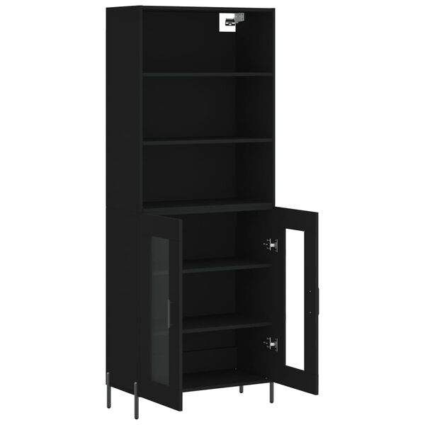 vidaXL Buffet haut Noir 69,5x34x180 cm Bois d'ing&eacute;nierie