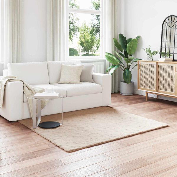vidaXL Tapis en Fourrure Synth&eacute;tique de Lapin Olite Taupe 120 x 120 cm