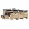 vidaXL Ensemble &agrave; manger de jardin et coussins 11 pcs m&eacute;lange beige