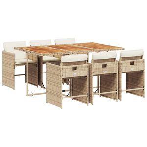 vidaXL Ensemble &agrave; manger de jardin et coussins 7 pcs beige poly rotin