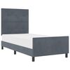 vidaXL Lit &agrave; ressorts avec t&ecirc;te de lit Gris fonc&eacute; 90 x 190 cm Velours