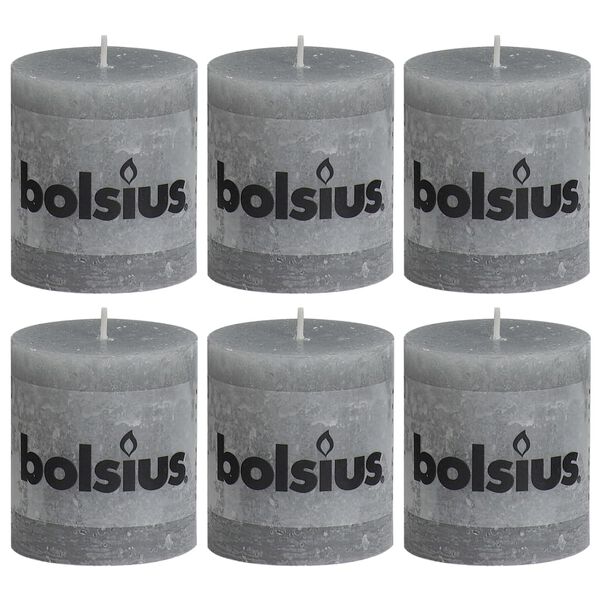 Bolsius Bougies pilier rustiques 6 pcs 80 x 68 mm Gris clair