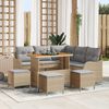 vidaXL Ensemble de canap&eacute; de jardin 9 pcs Beige polyrotin