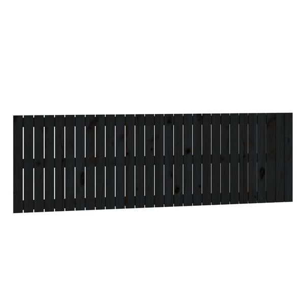 vidaXL T&ecirc;te de lit murale Noir 185x3x60 cm Bois massif de pin
