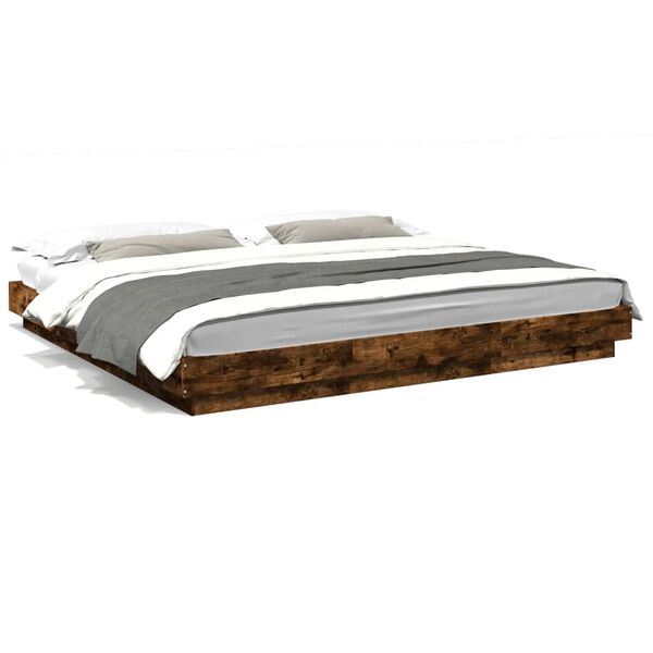 vidaXL Cadre de lit sans matelas ch&ecirc;ne fum&eacute; 180x200 cm