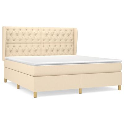 vidaXL Sommier à lattes de lit avec matelas Crème 160x200 cm Tissu