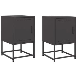 vidaXL Tables de chevet 2 pcs noir 36x39x60,5 cm acier