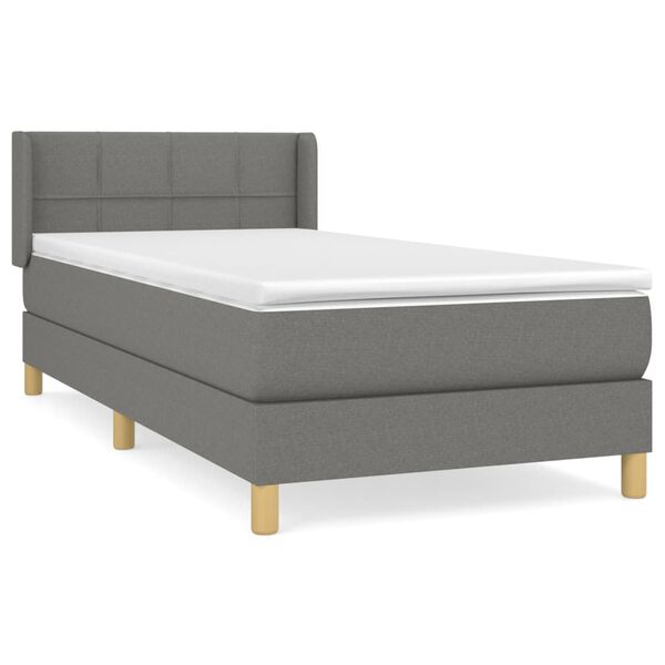 vidaXL Sommier &agrave; lattes de lit avec matelas Gris fonc&eacute; 80x200 cm Tissu