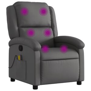 vidaXL Fauteuil de massage inclinable gris cuir v&eacute;ritable