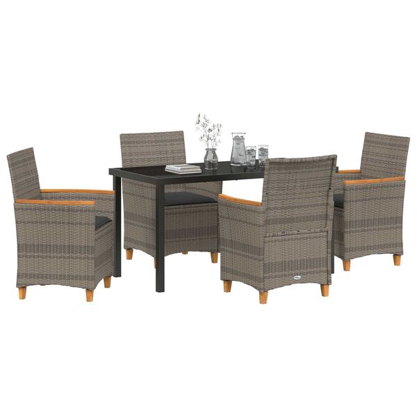 vidaXL Ensemble de salle &agrave; manger pour jardin 5 pcs Gris polyrotin