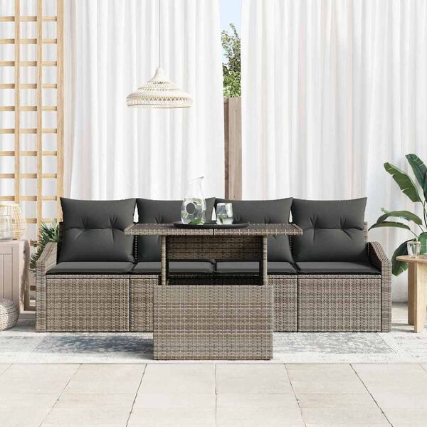 vidaXL Ensemble de canap&eacute; de jardin 5 pcs Gris Poly rotin