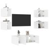 vidaXL Unit&eacute;s murales TV avec LED 6 pcs blanc bois d'ing&eacute;nierie