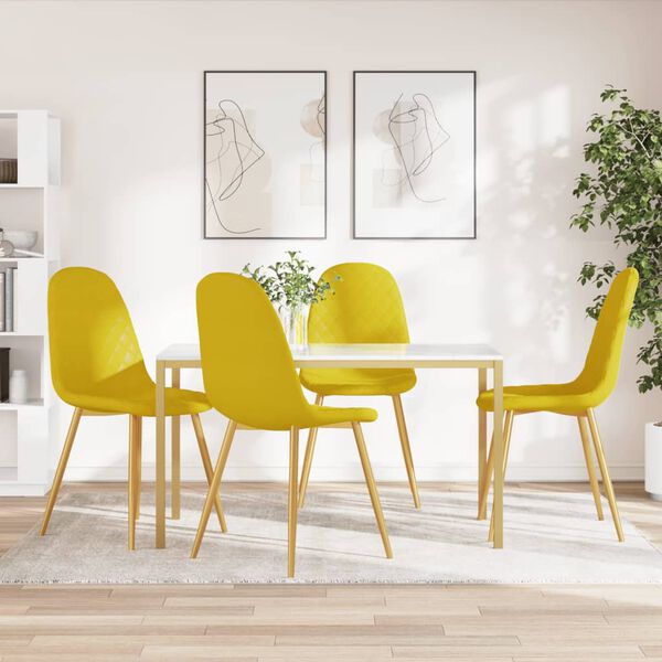 vidaXL Chaises à manger lot de 4 Jaune moutarde Velours
