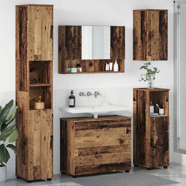 vidaXL Ensemble de mobilier de salle de bain 5 pcs Bois Ancien