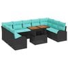 vidaXL Ensemble de canap&eacute; de jardin 10 pc Noir Poly rotin