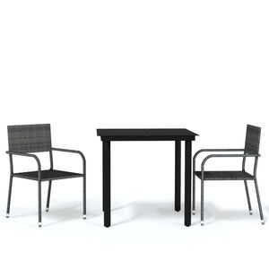 vidaXL Ensemble &agrave; manger de jardin 3 pcs Gris