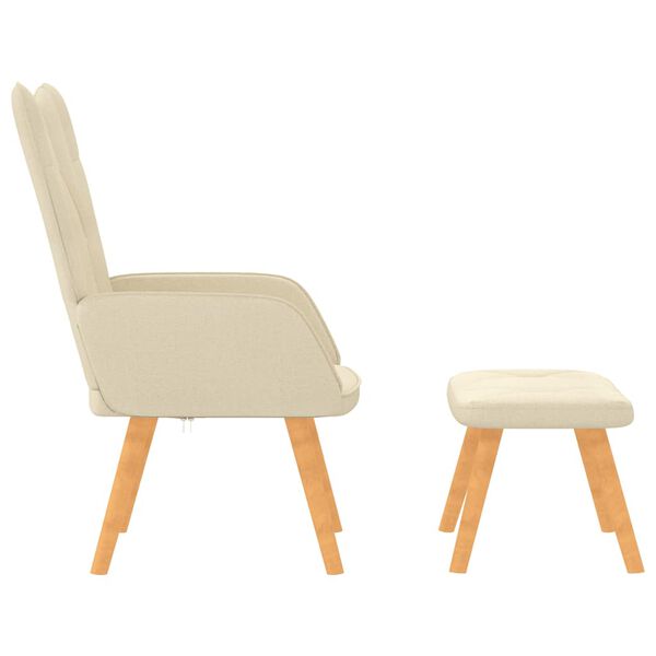 vidaXL Chaise de relaxation avec tabouret Cr&egrave;me Tissu