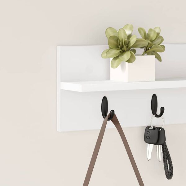 vidaXL Porte-manteau mural Blanc 60 x 10,5 x 18 cm Bois d'ing&eacute;nierie