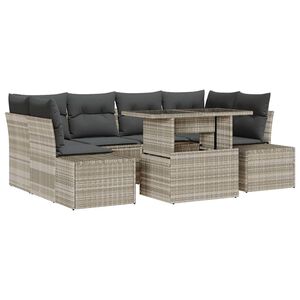 vidaXL Ensemble de Canap&eacute;s avec coussin 7 pcs Gris clair polyrotin