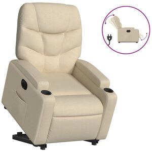 vidaXL Fauteuil inclinable &eacute;lectrique cr&egrave;me tissu