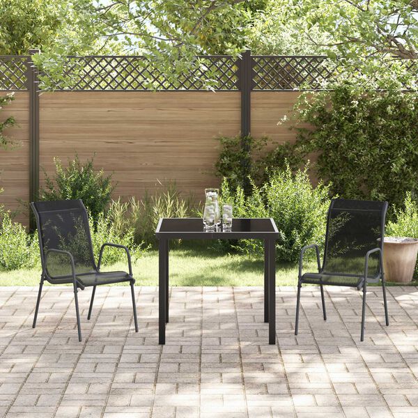 vidaXL Ensemble de salle à manger pour jardin 3 pcs Noir