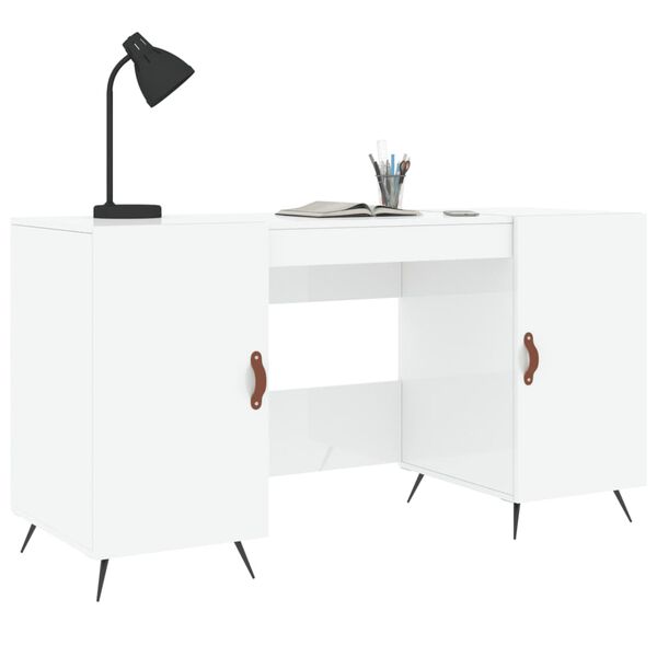 vidaXL Bureau Blanc brillant 140x50x75 cm Bois d'ing&eacute;nierie
