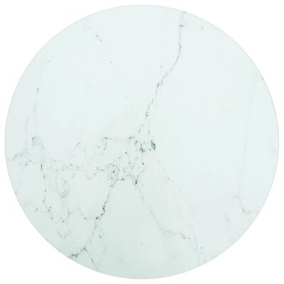 vidaXL Dessus de table blanc Ø30x0,8cm verre trempé avec design marbre