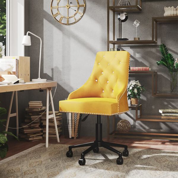 vidaXL Chaise pivotante de salle &agrave; manger Jaune Velours