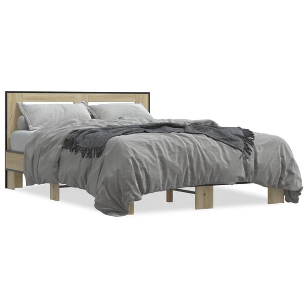 vidaXL Cadre de lit sans matelas ch&ecirc;ne sonoma 120x190 cm