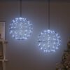 vidaXL Boule avec 192 LED 2 pcs Blanc froid 31,5 x 31,5 x 32 cm M&eacute;tal
