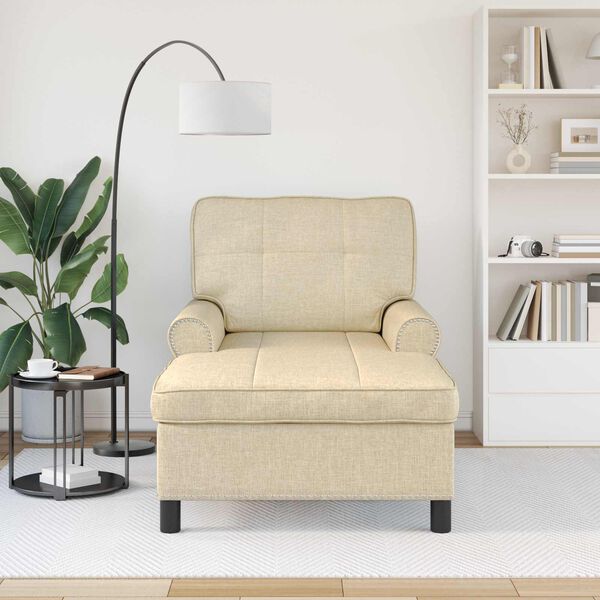 vidaXL Chaise longue avec coussin Cr&egrave;me 91 x 157 x 91 cm tissu