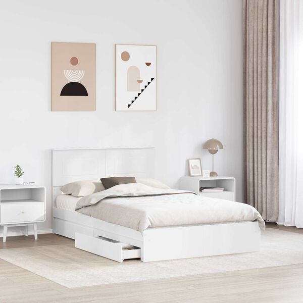 vidaXL Lit de Rangement Blanc 120 x 200 cm Bois d'ing&eacute;nierie