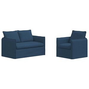 vidaXL Ensemble de Canap&eacute;s 2 pcs Bleu 196 x 82 x 85 cm tissu